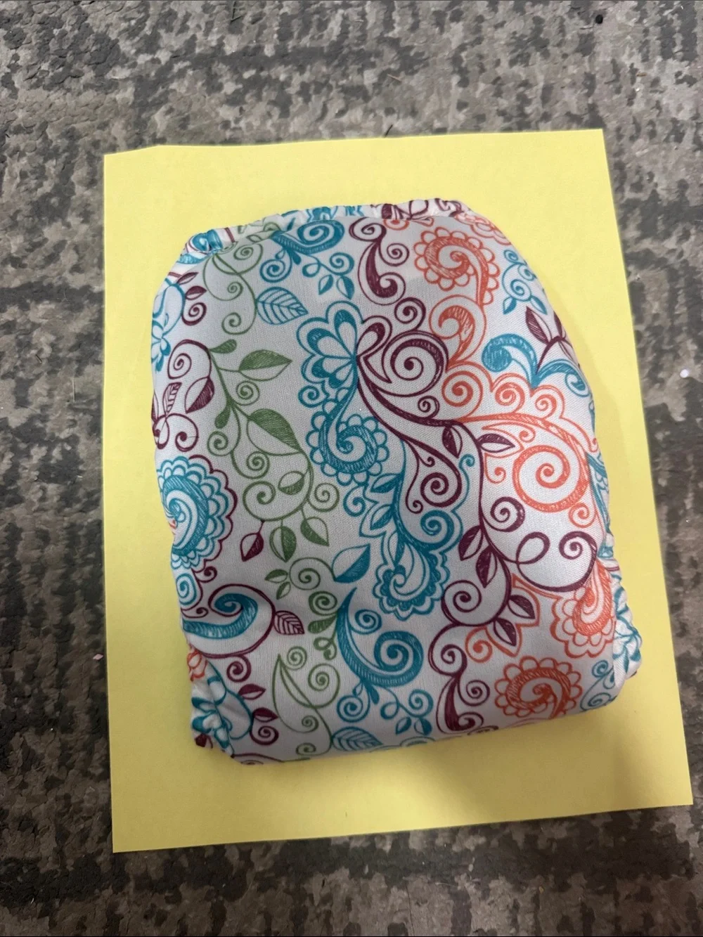 BumGenius Floral Swirl Cloth Diaper Cover in Teal Orange Green Purple
